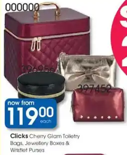 Clicks Clicks Cherry Glam Toiletry Bags, Jewellery Boxes & Wristlet Purses offer