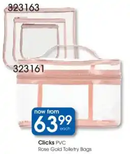 Clicks Clicks PVC Rose Gold Toiletry Bags offer