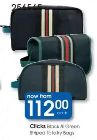 Clicks Clicks Black & Green Striped Toiletry Bags offer