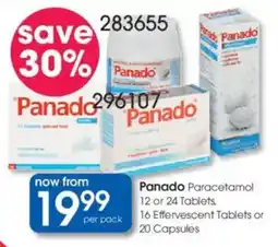 Clicks Panado Paracetamol Tablets, Effervescent Tablets or Capsules offer