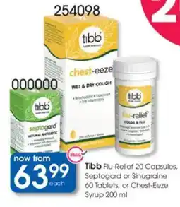 Clicks Tibb Flu-Relief Capsules, Septogard or Sinugraine Tablets, or Chest-Eeze Syrup offer