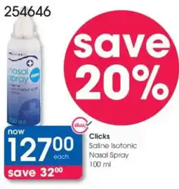 Clicks Clicks Saline Isotonic Nasal Spray offer