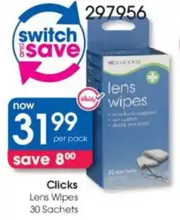 Clicks Clicks Lens Wipes Sachets offer