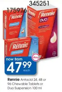 Clicks Rennie Antacid or Chewable Tablets or Duo Suspension offer