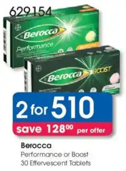 Clicks Berocca Performance or Boost Effervescent Tablets offer