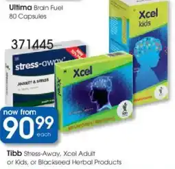 Clicks Tibb Stress-Away, Xcel Adult or Kids, or Blackseed Herbal Products offer