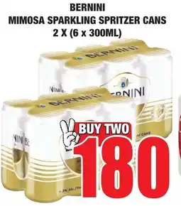 Boxer Liquors Bernini mimosa sparkling spritzer cans offer