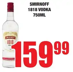 Boxer Liquors Smirnoff 1818 vodka offer