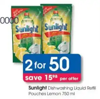 Clicks Sunlight Dishwashing Liquid Refill Pouches Lemon offer