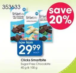 Clicks Clicks Smartbite Sugar-Free Chocolate offer