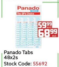 Africa Cash and Carry Panado Tabs 48x2s offer
