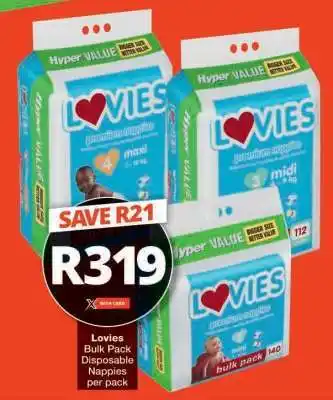 Checkers Lovies Bulk Pack Disposable Nappies offer