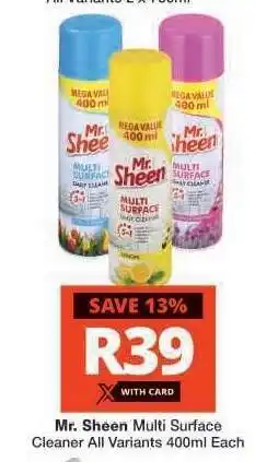 Checkers MR. SHEEN MULTI-SURFACE CLEANER offer