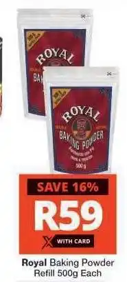 Checkers Royal Baking Powder Refill 500g Each offer