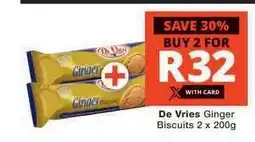 Checkers De Vries Ginger Biscuits 2 x 200g offer