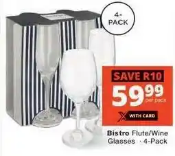 Checkers Bistro Flute/Wine Glasses - 4-Pack offer