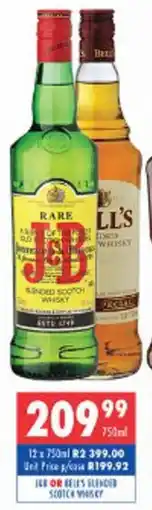 Ultra Liquors J&B or Bell"s Blended Scotch Whisky offer