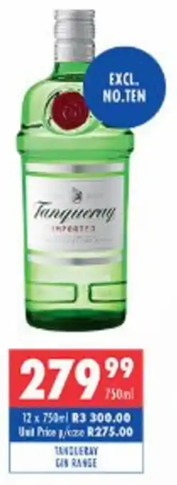 Ultra Liquors Tanqueray gin range offer