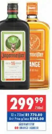 Ultra Liquors Jagermeister or orange liqueur offer