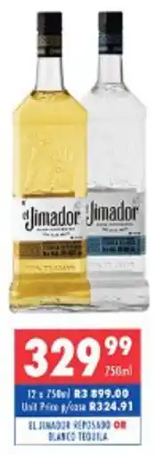 Ultra Liquors El jimador reposado or blanco tequila offer