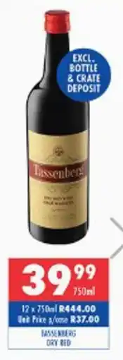 Ultra Liquors Tassenberg dry red offer