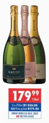 Ultra Liquors Krone borealis, brut, rose or nectar range offer