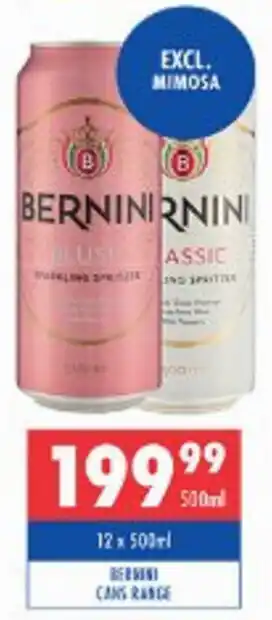 Ultra Liquors Bernini cans range offer
