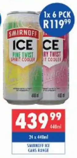 Ultra Liquors Smirnoff ice cans range offer