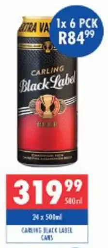Ultra Liquors Carling black label cans offer