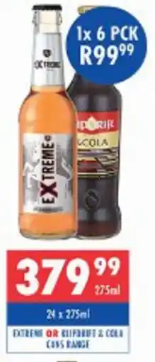 Ultra Liquors Extreme or klipdrift cola cans range offer