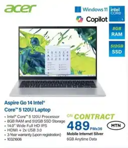 Incredible Connection Acer Aspire Go 14 Intel Core 5 120U Laptop offer