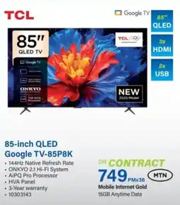 Incredible Connection TCL 85-inch QLED Google TV-85P8K offer