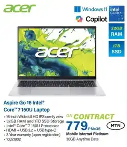 Incredible Connection Acer Aspire Go 16 Intel Core 7150U Laptop offer