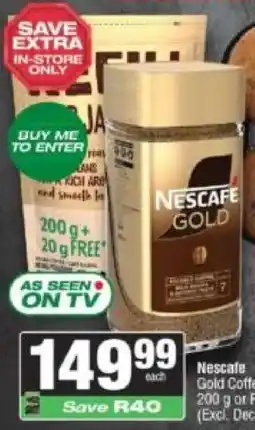 KwikSpar Nescafe Gold Coffee Jar or Refill offer