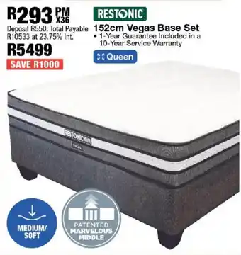OK Furniture Restonic 152cm Vegas Base Set offer