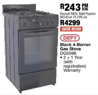OK Furniture Defy Black 4-Burner Gas Stove offer