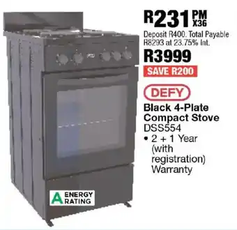 OK Furniture Defy Black 4-Plate Compact Stove offer