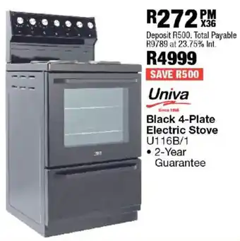 OK Furniture Univa Black 4-Plate Electric Stove offer