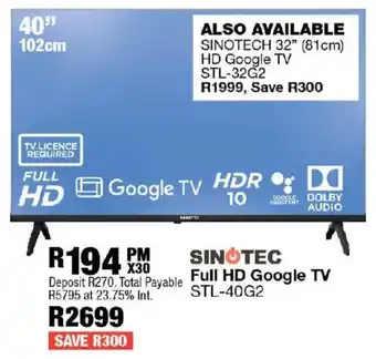 OK Furniture Sinotec 40" Full HD Google TV offer