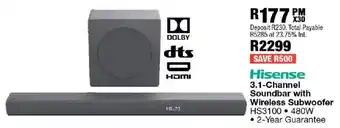 OK Furniture Hisense 3.1-Channel Soundbar with Wireless Subwoofer offer