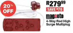 OK Furniture Magneto 4-Way Red High Surge Multiplug offer
