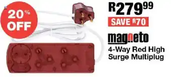 OK Furniture Magneto 4-Way Red High Surge Multiplug offer