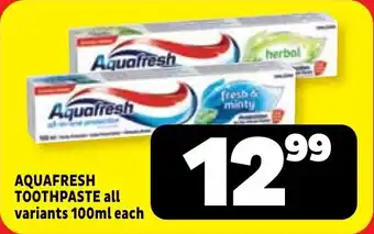 Usave Aquafresh Toothpaste offer