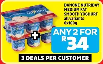 Usave Danone nutriday medium fat smooth yoghurt offer