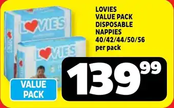 Usave Lovies value pack disposable nappies offer