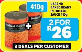 Usave Ubrand baked beans in tomato sauce offer