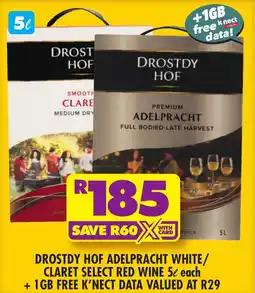 Shoprite Liquor Drostdy hof adelpracht white/ claret select red wine offer