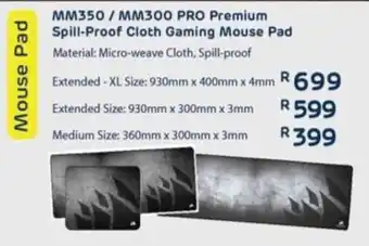 Computer Mania Corsair MM350/ MM300 Pro Premium Spill-Proof Cloth Gaming Mouse Pad offer