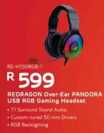 Computer Mania Redragon Over-Ear Pandora USB RGB Gaming Headset offer