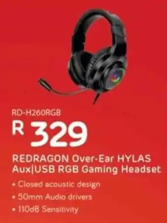 Computer Mania Redragon Over-Ear Hylas Aux USB RGB Gaming Headset offer